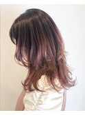 【Limb】ロングウルフグラデーションくすみピンク