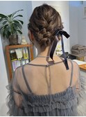 ボブヘアアレンジ/アップヘアアレンジ/リボンアレンジ