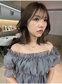 韓国ヘアーハッシュカットレイヤーカットグレージュブリーチ無し