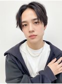 毛流れハンサムショートセンターパートメンズ黒髪爽やか