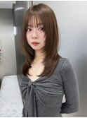 ホワイトグレージュミニウルフデジタルパーマチェリーブラウン