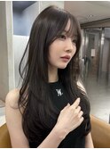 韓国ヘアーハッシュカットレイヤーカットグレージュブリーチ無し