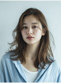 ミルクブラウン/ダークパープル/ナチュラルショート/夏/センター