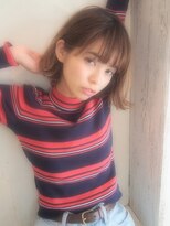 サロンドミルク 原宿(salon de MiLK)&nbsp;セミウェット×フリンジバング×グレージュ×タンバルモリボブ