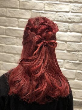 ヘアメイク アース ユーカリが丘店(HAIR & MAKE EARTH) 編み込みリボンハーフアップ