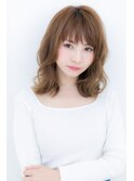 抜け感演出ルーズな無造作カール小顔セミディY大宮20代30代40代