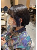 《緑橋/女性サロン》インナーネイビー×ミニボブ