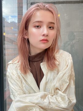 ハニーシブヤ(HONEY shibuya) シルキーピンクベージュ×かきあげセミディ