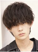 センターパートフェザーパーマシャドウパーマメンズパーマ
