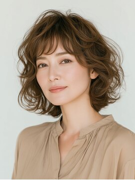 クラゲヘアー/小顔/ココアベージュ/オリーブグレー/川西
