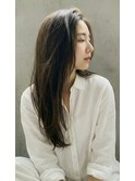 大人前髪なしストレートロング/透明感ダークアッシュブラウン