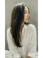 ケイバイミシェリー(kei by misherry) 大人前髪なしストレートロング/透明感ダークアッシュブラウン