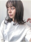 小顔_デザインカラー_厚めバング_ローライト_スリークボブ 