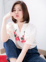辻堂/髪質改善/ベージュピンクの艶感ワンカールボブa