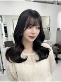 韓国ヘア/レイヤーロング/暗髪/ブリーチなし/グレージュ