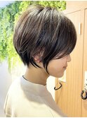 ★前下がりショートボブハンサムショートカットカラーパーマケア