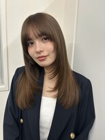 レイヤーカット　ブリーチなし透明感ベージュ