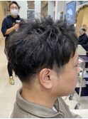 ツーブロックショート×ウェーブパーマ