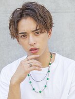 小久保styleフェザーパーマグレーブルーカラー刈り上げショート