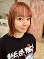 ソレイユトウキョウシブヤ(SOLEIL TOKYO shibuya)&nbsp;ミディアムレイヤー外ハネレイヤーブリーチオレンジベージュ