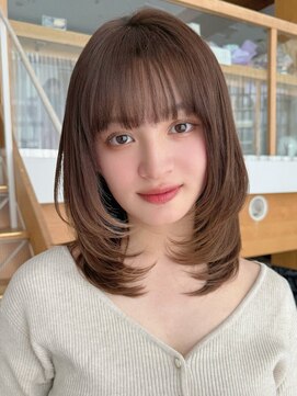 バイオレット 表参道店(Violet) 透明感ダークブラウンくびれミディアムレイヤーワイドバングTK55