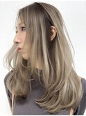 バレイヤージュ　白髪ぼかし