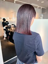ヘアーエスクールシーユー 枚方T-SITE店(hair S.COEUR×Cu) ピンクカラー/切りっぱなしボブ/ストレートボブ/タッセルボブ