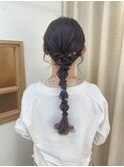 編み下ろし　玉ねぎヘア　ポニー　参列ヘア