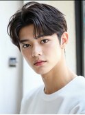 韓国マッシュ スペインカール スパイキーショートブルーブラック