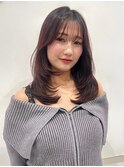 ロングシースルーバング顔周りレイヤー韓国風シャギーレイヤー