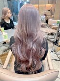 ミルクティーグレージュ小顔ウルフレイヤーくびれロングレイヤー