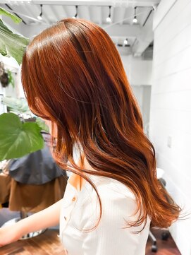 ラレイ ハラジュク(Lalei harajuku) 【白石】ブリーチなしオレンジブラウン暖色艶カラー原宿