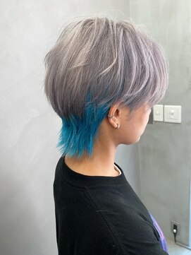 ウールトウキョウ(wool TOKYO) シルバー×ミントブルー[渋谷/髪質改善/ハンサムショート/ブルー