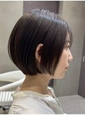 表参道白髪ぼかしハイライトウルフショートヘアグレージュ40代
