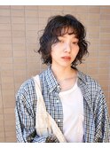 ミディアムウルフ/パーマ/暗めカラー/くすみベージュ/柏駅