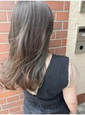 【117hairgarage】大人ベージュ_インナーカラー_グリーン