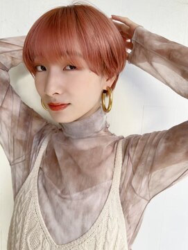 ハニーシブヤ(HONEY shibuya) ハンサムショート　マッシュ　ベビーピンク　ピンクベージュ