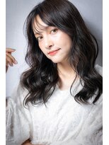 モッズヘア 上尾西口店(mod's hair) 黒髪大人美人立体感波巻き毛先パーマ韓国風ロングz上尾30代40代