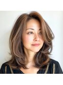 ★30代40代50代ボブルフネビージュ小顔ワンレンこなれミディ