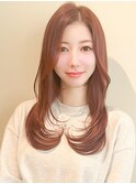 ミディアムレイヤーカットストレートロングウルフカットベージュ