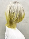 ダブルカラー裾カラーインナーカラーケアブリーチウルフカット