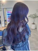 パープルブラウンコテ巻きヘア