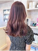 福山市美容室Caary赤み高発色ベリーピンクカラー秋ヘアスタイル