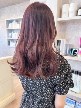 キャアリー(Caary) 福山市美容室Caary赤み高発色ベリーピンクカラー秋ヘアスタイル