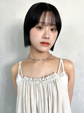 エミス バイ メルト 吉祥寺(emis by melt) 【吉田江梨】顎ラインボブ縮毛ストレート暗めカラーグレージュ