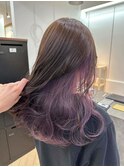 大人可愛いインナーカラーパープル透明感