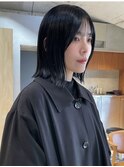 切りっぱなしボブ×ツヤカラー