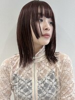 ラミエバイメルト 下北沢(lamie by melt) ミディアムレイヤー顔周りカット外ハネボブピンクベージュ下北沢