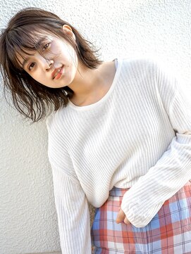 ネオリーブカフ 鶴ヶ峰店(Neolive caff) 濡れ髪　くすみブルー　外ハネミディアム　　ナチュラルマッシュ