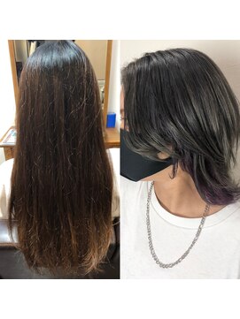 キャラ 池袋本店(CHARA) バッサリウルフカットに大変身！インナーカラー【ウルフカット】